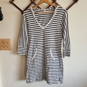 Banana Republic 3/4 Long Sleeve Cotton Dress Lightweight Black White S Small